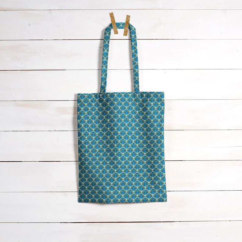 Coton enduit Éventails élégants – bleu,  image number 8