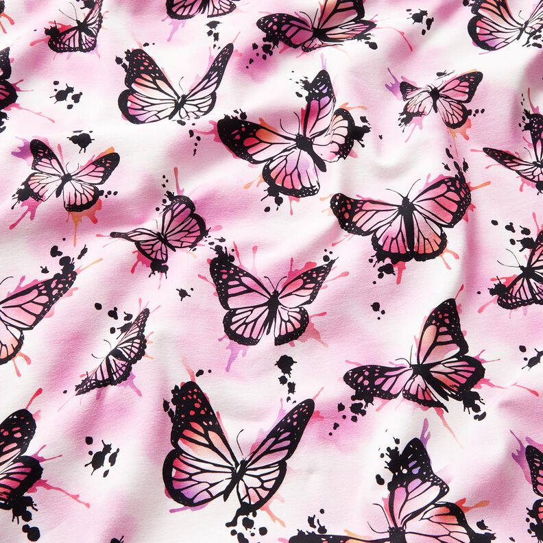 Jersey coton Éclaboussures de papillons | Glitzerpüppi – violet pastel,  image number 1