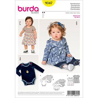 Robe avec body | body, Burda 9347 | 62 - 92, 