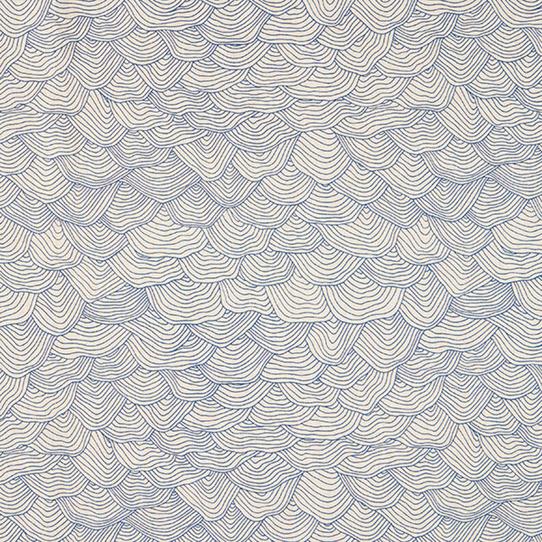Tissu de décoration Semi-panama motif vagues – bleu roi/nature,  image number 1