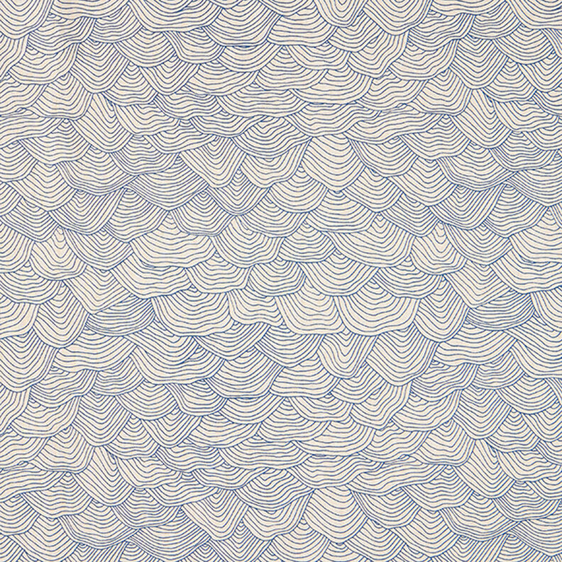 Tissu de décoration Semi-panama motif vagues – bleu roi/nature,  image number 1