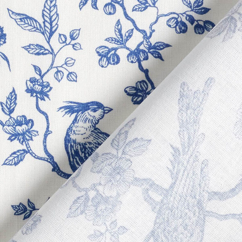 Tissu en coton Cretonne Oiseaux – bleu roi/écru,  image number 4