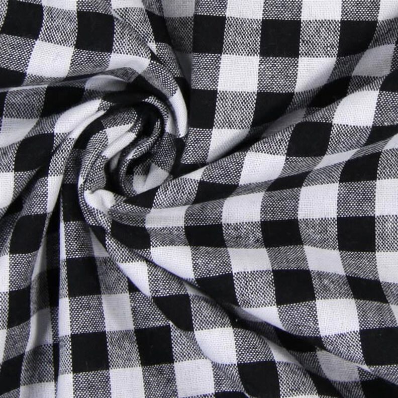 Tissu en coton Vichy à carreaux 1 cm – noir/blanc,  image number 2