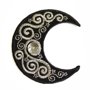Application Lune [ 5 x 4,5 cm ] – noir/argent, 