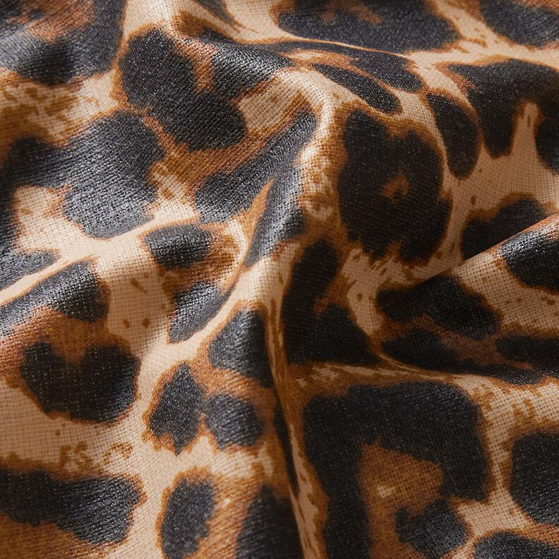 Coton enduit Délicat motif léopard – marron/noir, image number 2