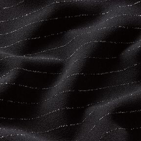 Tissu pour pantalon extensible à rayures pailletées – noir/argent métallisé, 