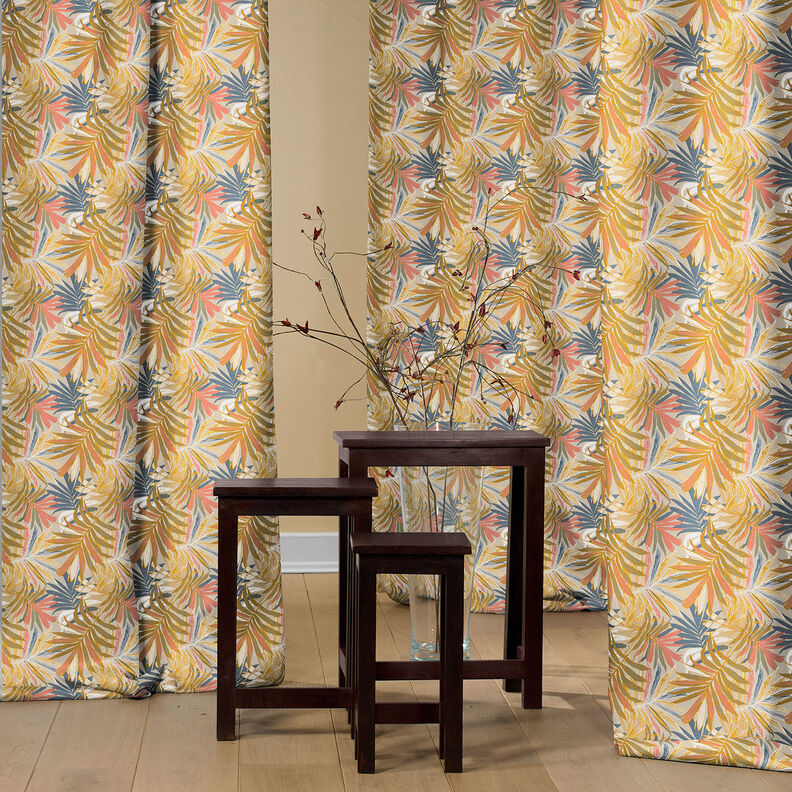 Tissu de décoration Canvas Feuilles de jungle 280 cm – taupe clair/cuivre,  image number 8