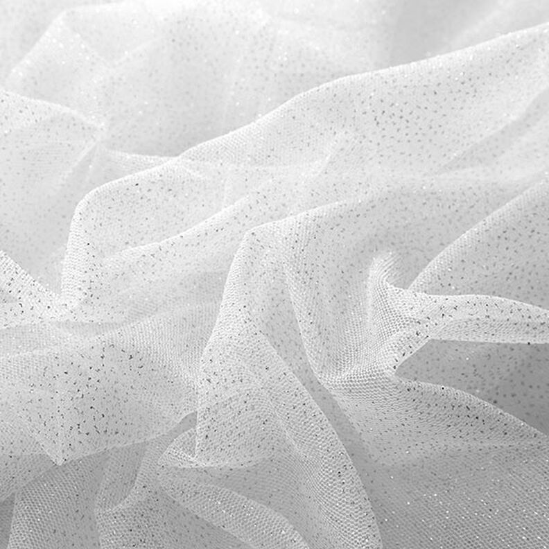 Tissu tulle scintillant – blanc/argent,  image number 4