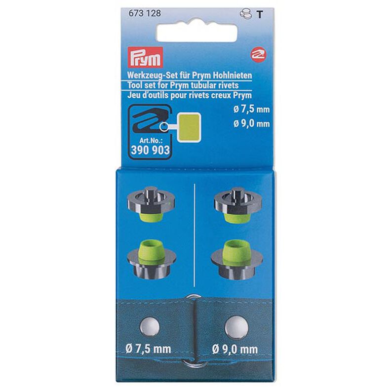 Kit outils rivets creux [4 unités | Ø 7,5 + 9 mm] | Prym – argent métallique/vert clair,  image number 1