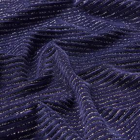 Tissu Nicki Rayures pailletées – bleu marine/argent métallisé, 