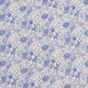 Tissu double gaze de coton Fleurs bleues – blanc/bleu brillant, 