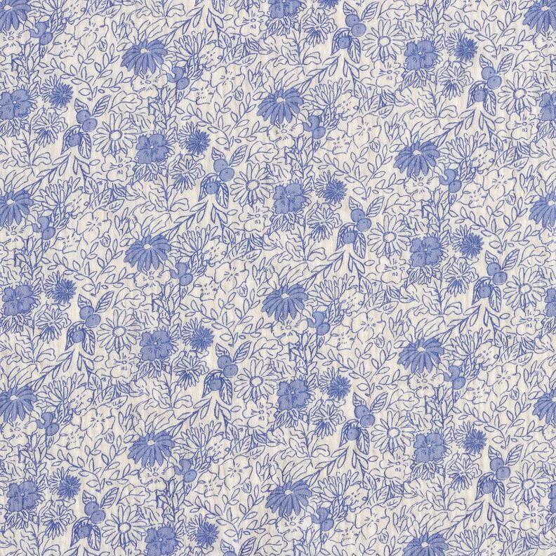 Tissu double gaze de coton Fleurs bleues – blanc/bleu brillant,  image number 1