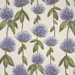 Tissu de décoration Semi-panama trèfle en fleurs – gris bleu/taupe clair, 