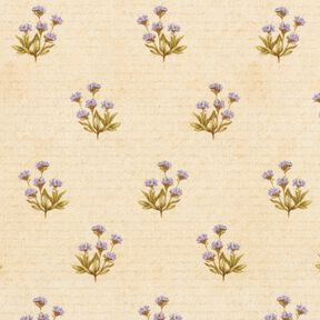 Tissu de décoration Sergé coton Fleurs et écriture – beige, 