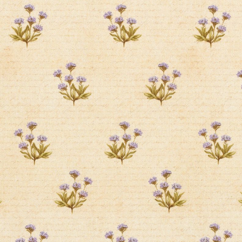 Tissu de décoration Sergé coton Fleurs et écriture  – beige,  image number 1