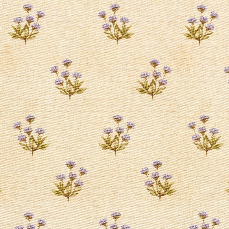 Tissu de décoration Sergé coton Fleurs et écriture – beige, image number 1