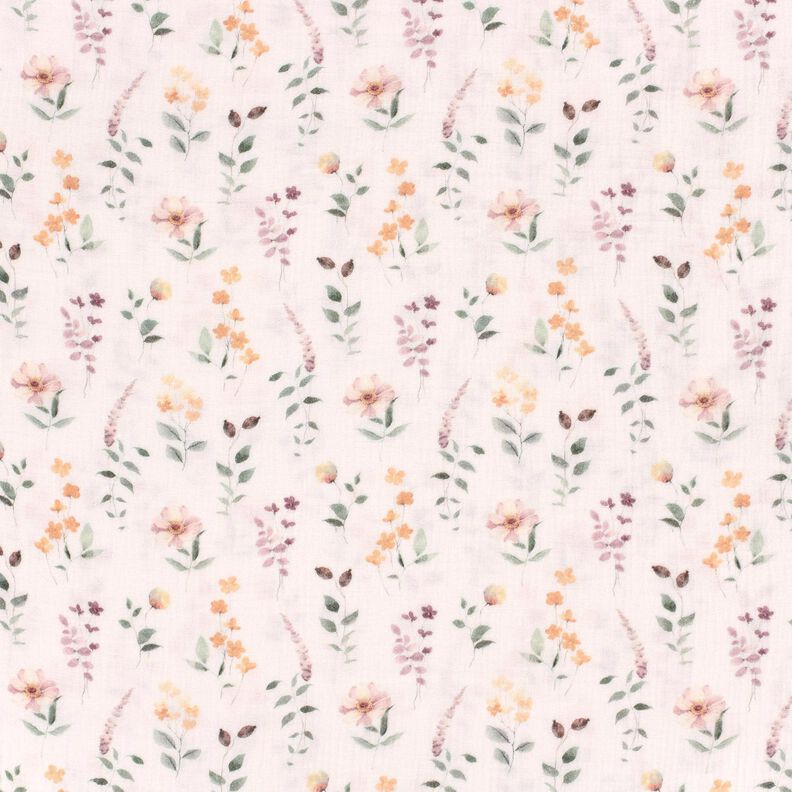 Tissu double gaze de coton prairie sauvage Impression numérique – blanc,  image number 1