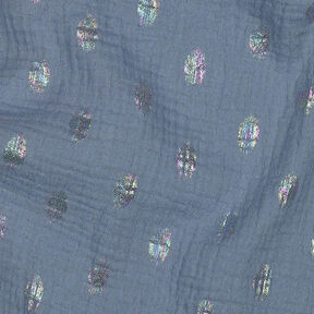 Tissu double gaze de coton Pois Imprimé feuille | by Poppy – gris bleu, 