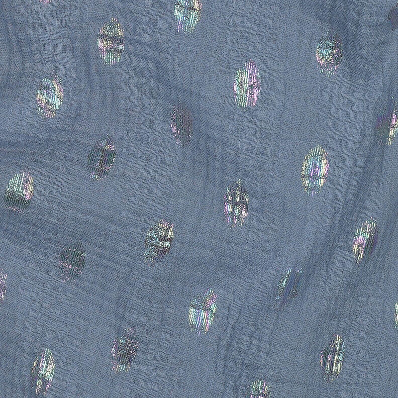 Tissu double gaze de coton Pois Imprimé feuille | by Poppy – gris bleu,  image number 2