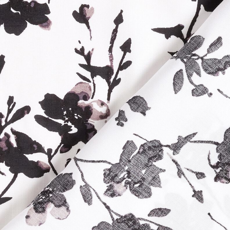 Tissu viscose imprimé floral abstrait – blanc/noir, image number 4