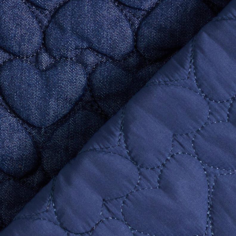 Jeans Tissu matelassé Cœurs – bleu nuit, image number 4