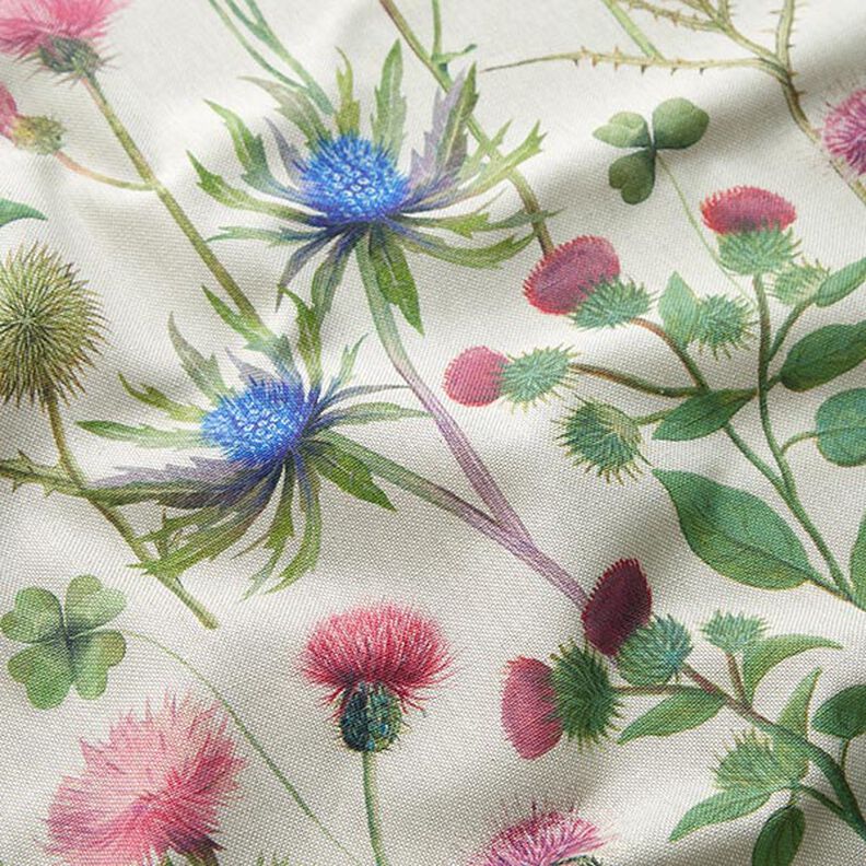 Tissu de décoration Semi-panama Chardons – pin/nature, image number 2