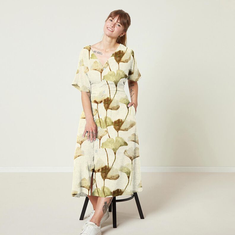 M&eacute;lange viscose lin Ginkgo &ndash; beige clair/brun-marron,  image number 5