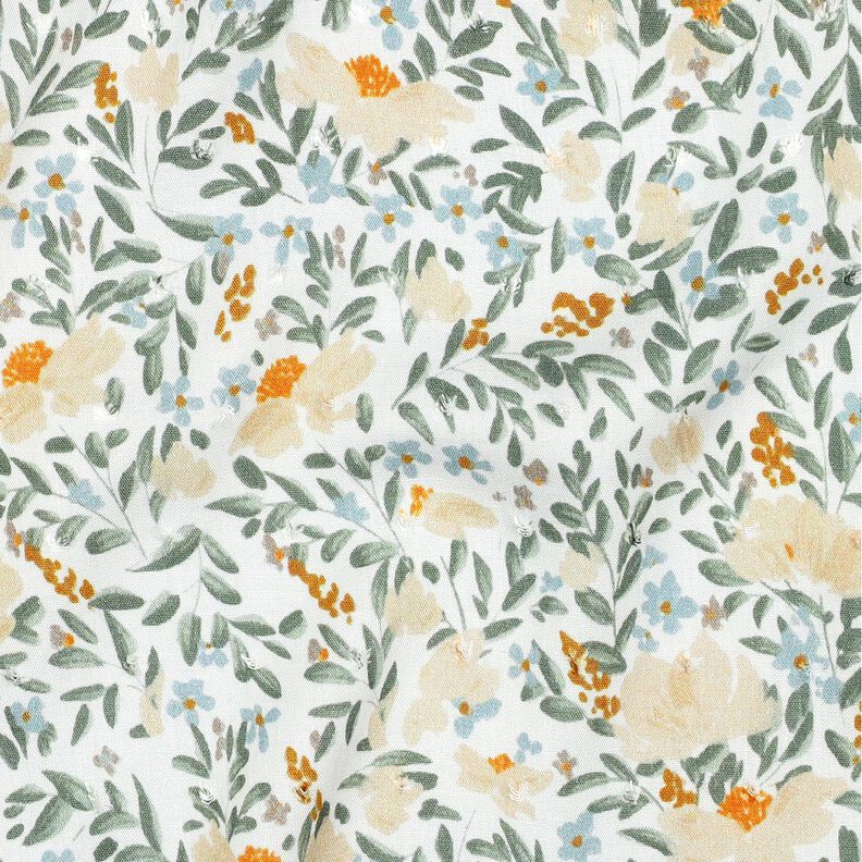 Voile de viscose Dobby impression numérique champs printaniers – blanc/beige clair,  image number 2