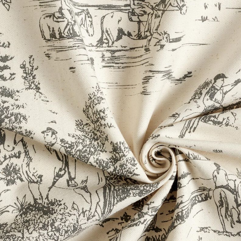 Tissu de décoration Panama Chevauchée – gris/nature,  image number 3