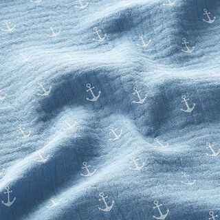 Tissu double gaze de coton Ancre – bleu pigeon/blanc, 
