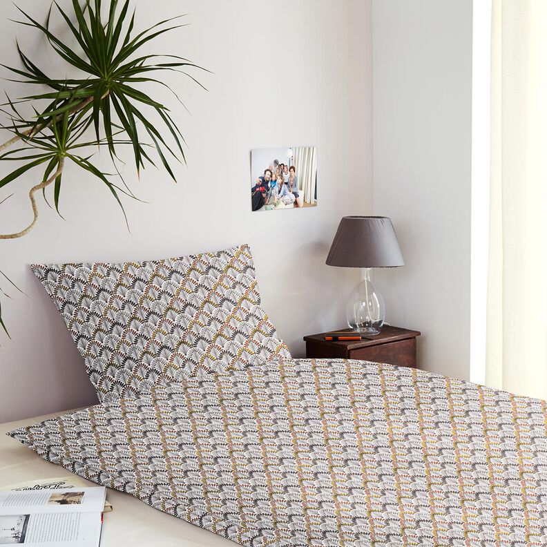 Tissu en coton Cretonne Éventail – taupe/ivoire,  image number 7