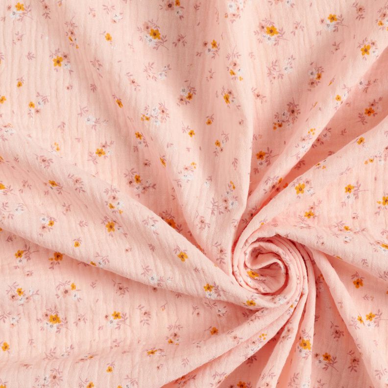Tissu double gaze de coton fleurs romantiques – rosé,  image number 3