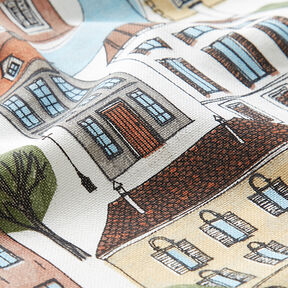 Tissu de décoration Semi-panama Petite ville – écru/olive, 