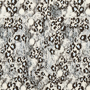 Jersey polyester Imprimé serpent – blanc/noir, 