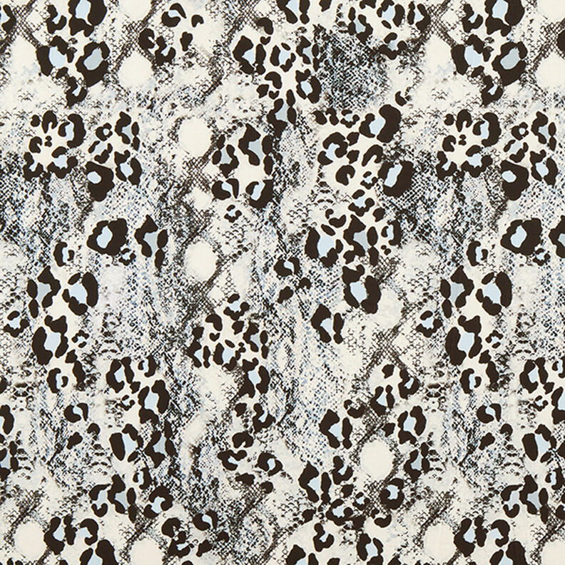 Jersey polyester Imprimé serpent – blanc/noir,  image number 1