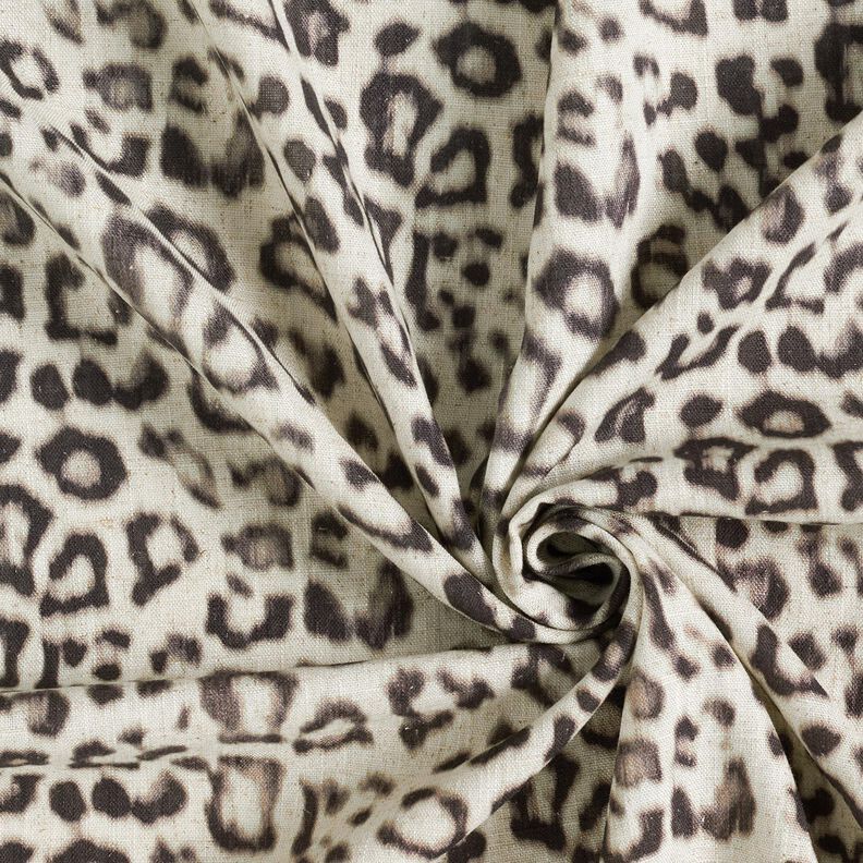 Mélange viscose lin Imprimé numérique léopard – amande/noir,  image number 3