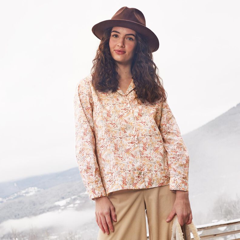 Popeline coton belles branches automnales | Katia Fabrics – nature/carmin, image number 5