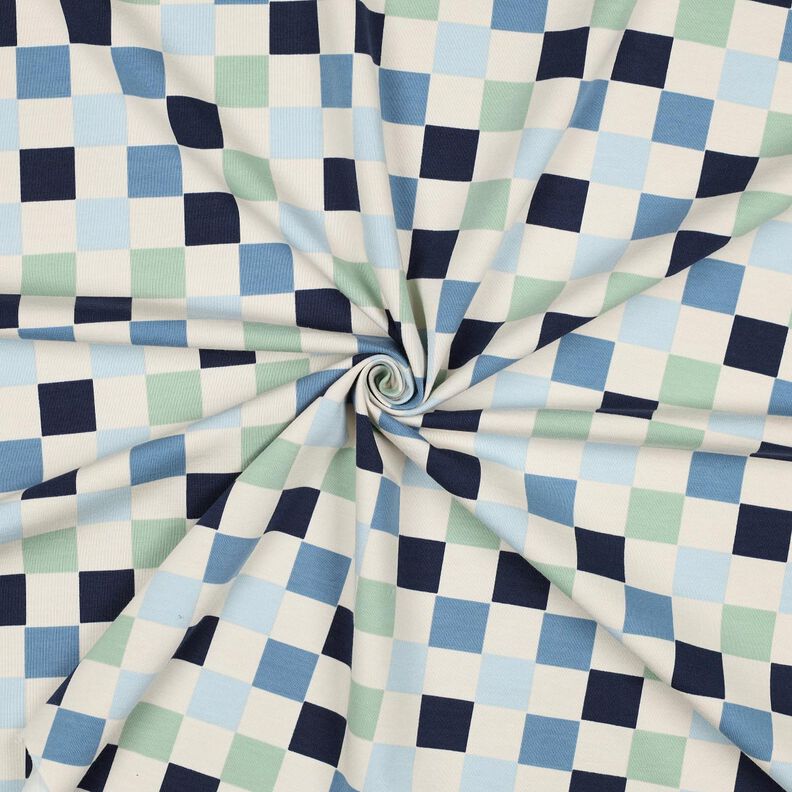 Jersey coton Carreau | Poppy Fabrics – nature/gris bleu,  image number 3