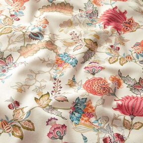 Tissu de décoration Canvas Dahlias abstraits – crème/mauve, 