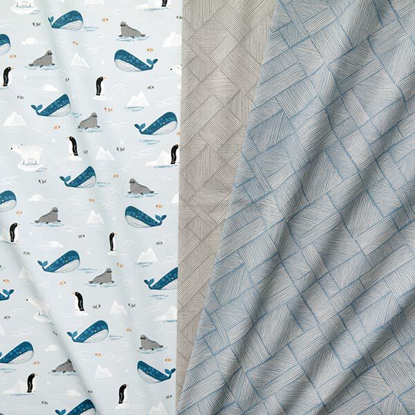 Tissu de décoration Semi-panama Animaux sur la glace – bleu bébé/blanc,  image number 5