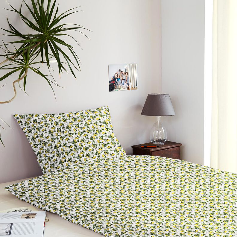 Tissu en coton Cretonne Branches de citronnier – blanc/jaune citron,  image number 7