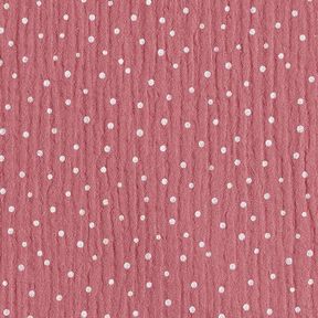 Tissu double gaze de coton Petits points – vieux rose/blanc, 