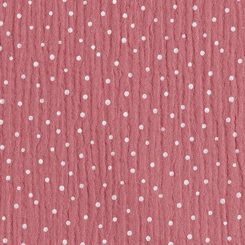Tissu double gaze de coton Petits points – vieux rose/blanc,  image number 1