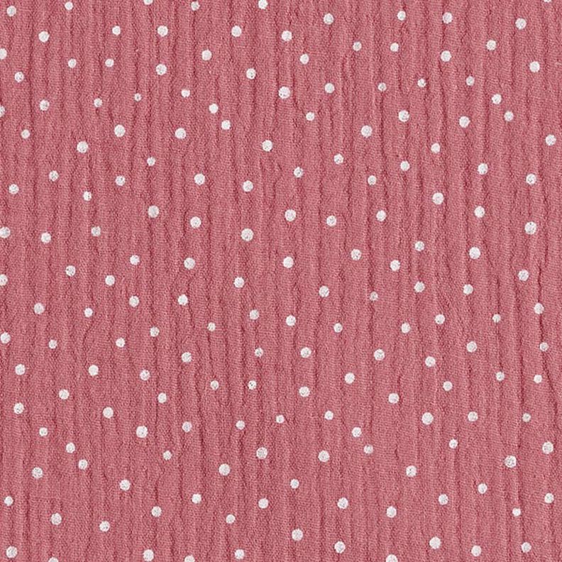 Tissu double gaze de coton Petits points – vieux rose/blanc, image number 1