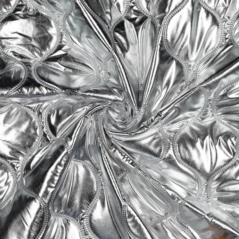 Tissu matelassé Lignes sinueuses – argent métallisé,  image number 3