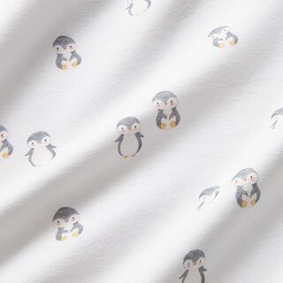 Jersey coton Pingouin tout mignon Impression numérique – blanc, 