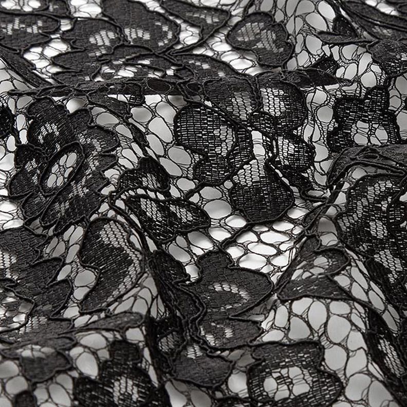 Dentelle bordée de fleurs – noir,  image number 3