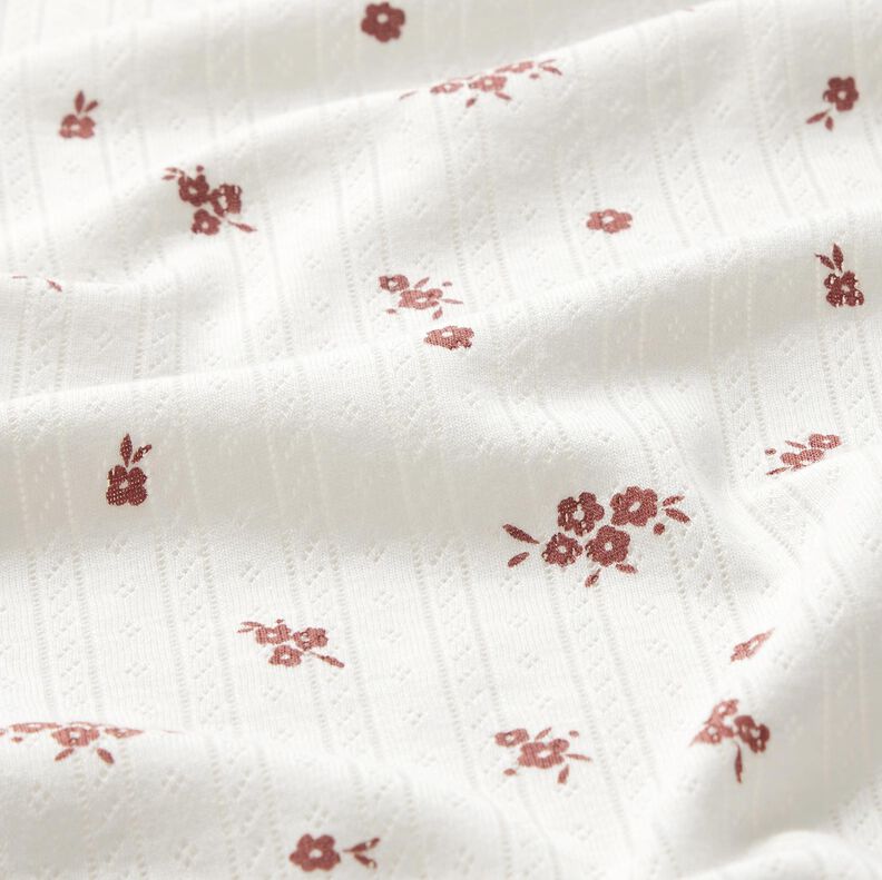 Ajour Jersey coton Fleurs de maison de campagne – ivoire, image number 2