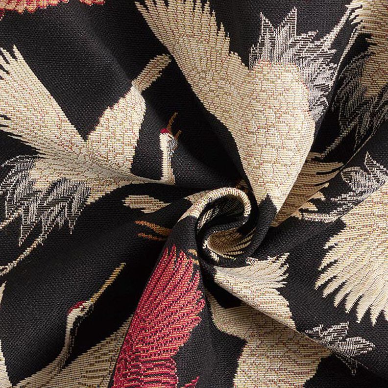 Tissu de décoration Gobelin grues – noir/blanc, image number 4