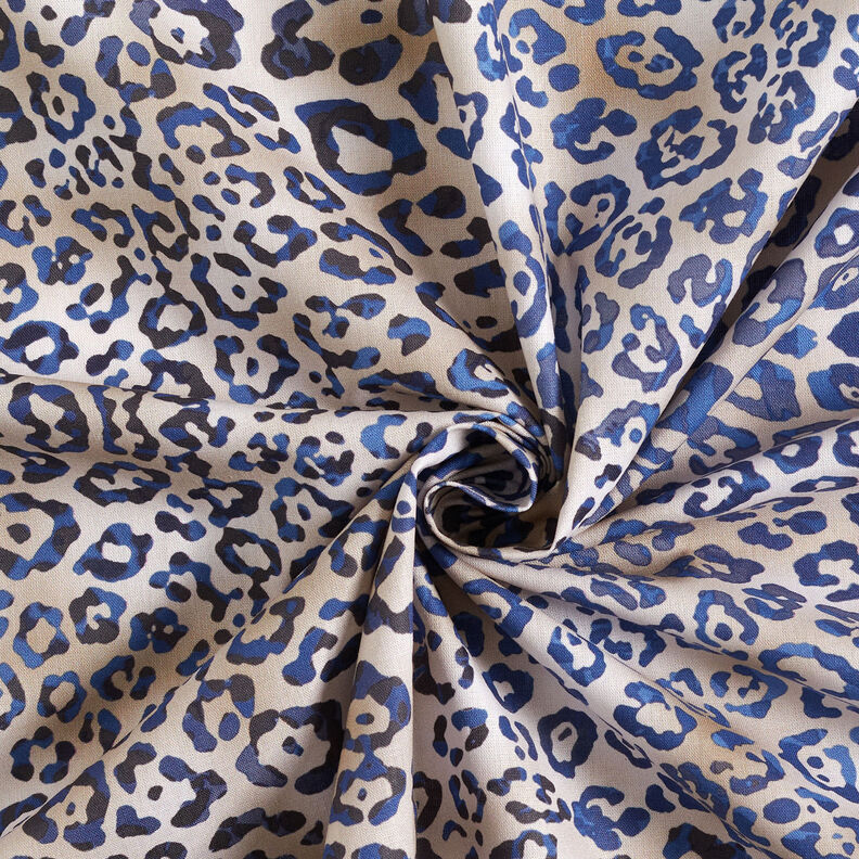 GOTS Popeline coton Motif léopard | TCC x LOOKS by Wolfgang Joop – indigo/taupe clair,  image number 5